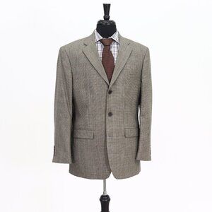 Stafford 40R Beige Check 3-Button Sport Coat Blazer Jacket B314